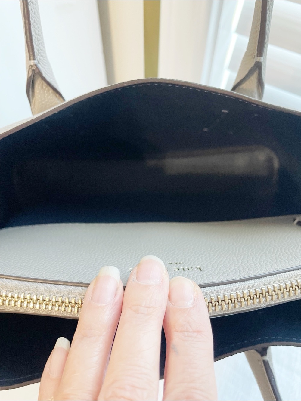kate spade Pebbled Leather Tote in Grey Taupe - Picture 7 of 12
